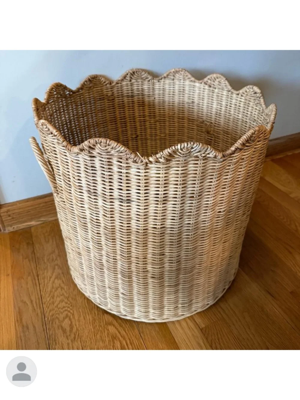 Scalloped Edge Woven Natural Rattan Basket - Threshold